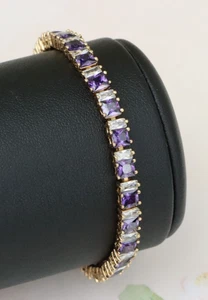 Elegante Bracciale in Oro Rosa con Pietre Preziose Viola e Trasparente, XPBL1008 - Foto 1 di 12