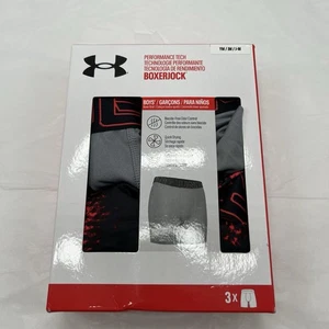 Under Armour Jungen 2er Pack Boxerjock Boxershorts Grau Rot Jugend YMD Medium Neu mit Etikett - Bild 1 von 7