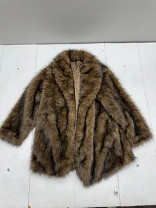 Shein Curve Solid Brown Faux Fur Open Front Coat Womens Size 0XL - Picture 1 of 5