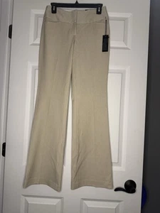 Express Editor Wide Waistband Slacks Size 0 Cream W Brown Stripe Nwt - Picture 1 of 2