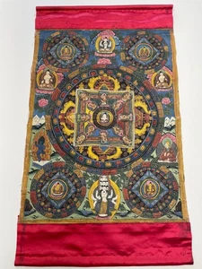 ANTIQUE Tibetan Thangka HandPainted Buddhist Story-Telling Medium Artwork 'A' VG - Bild 1 von 7
