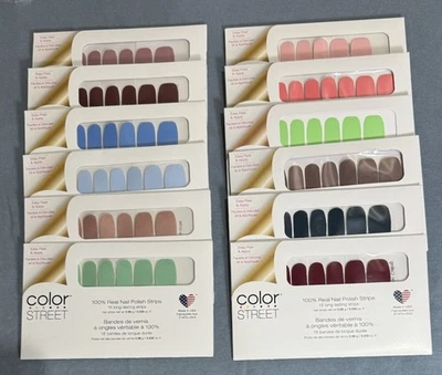 12 Sets Color Street Nail Polish Strips All Solid Color NIP - Image 1 of 4