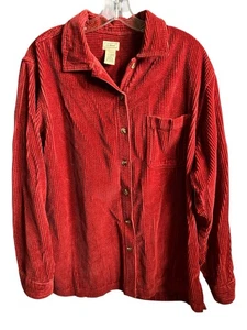 L.L. Camisa relajada Bean para mujer cómoda de pana talla grande roja regular ancha ballena - Imagen 1 de 2