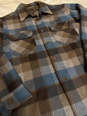 (sr4) Vintage 1970’s  Pendleton Men’s Large Plaid Flannel Wool Amazing Condition - Image 1 of 4
