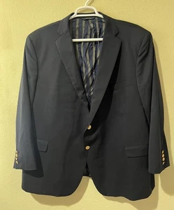 Brooks Brothers Custom Tailored gold button blazer sport coat navy blue 52 Reg i - Picture 1 of 8