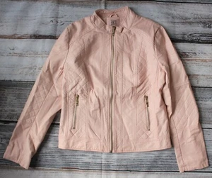 BKT Breakout Women Outerwear Ladies Baby Pink Faux Leather Jacket Size L - Picture 1 of 3