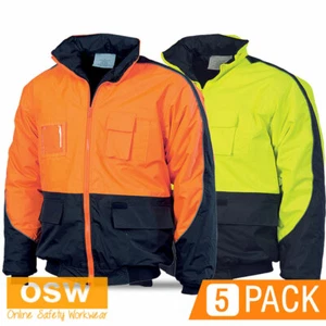 5x HiVis Yellow/Navy Orange/Navy Waterproof Tradie Warm Work Bomber Jacket 3991 - Picture 1 of 4