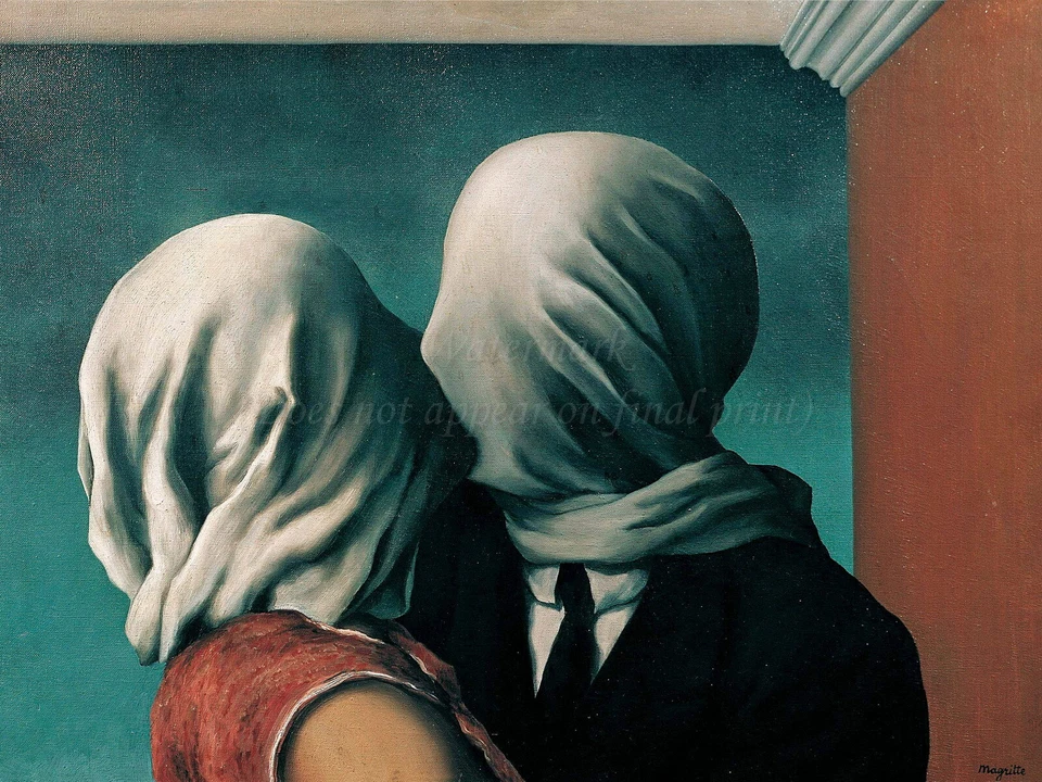 RENE MAGRITTE Surrealism Art Poster or Premium Canvas Print "The Lovers II" 1928 - Image 1 of 1