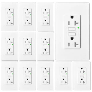 Self-Test GFCI Outlet 20A Tamper Resistant Receptacle LED Indicator White 12Pack - Picture 1 of 12