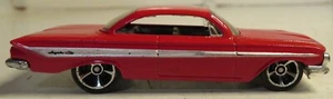 2011 HOT WHEELS '61 CHEVY IMPALA RED 1:64 DIECAST Toy CAR W/ SILVER Trim Loose - Picture 1 of 17