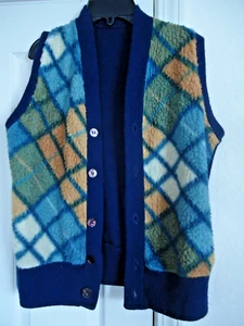Vintage 1970s Mne's Wool Knit Sweater Vest Rare - Picture 1 of 8