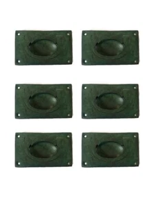6 lift up handles heavy SOLID BRASS old style screw recessed trunk Flush Green - Picture 1 of 11
