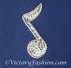 Musical 8th Note Silver Sequin and Bead Motif Appliques (6 pieces)