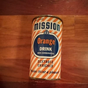 1954 Flat Metal Top MISSION Orange Drink Soda Pop Collectible Coin Bank Can - Picture 1 of 5