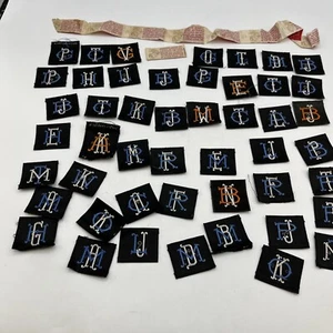 Initials Embroidered Patch Black Lot 50+ & U.S.M.C. Clothing Tags American Monos - Picture 1 of 24