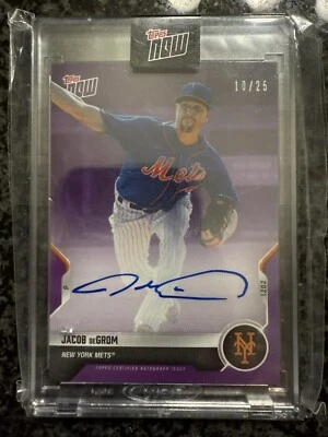 Jacob deGrom 2021 Topps Now MLB Opening Day PURPLE Autograph Auto #/25 METS - Image 1 of 2