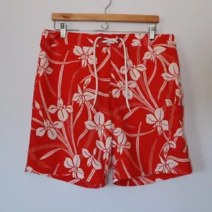 J. Crew Flex Men's Swimwear Red White Floral Sz34 SPF 20 - Picture 1 of 10