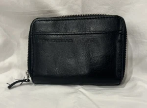 Bolso Vaquero Cartera de Cuero Negro Cremallera Alrededor Plegable a Presión 5.5" X 4" - Imagen 1 de 19