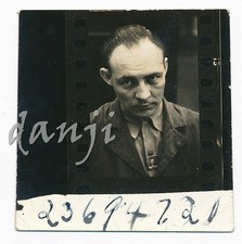 Filmstrip Photobooth Photo of SNEAKY Man with HEAD DOWN Looking UP* old Snapshot