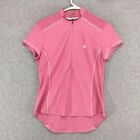 Pearl Izumi Cycling Shirt Womens Sz S Pink 1/2 Zip Short Sleeve Hi-Lo Diamond 