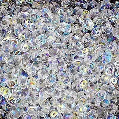 MATUBO Czech Superduo Two-hole Beads 5x2.5mm Crystal AB 22 Gram SD-500030-28701