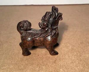 #1 Japanese Boxwood Netsuke Figurine - Foo Dog or Kirin - Signed - Picture 1 of 7