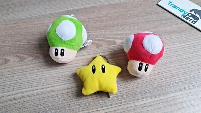 Stofftier Anhänger f. Super Mario* Fans. Stern Pilz. Retro Geschenk Mitgebsel