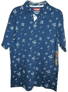 New Boys XL 14-16 Blue Polo Shirt Wrangler Palm Tree Print 100% Cotton - Picture 1 of 2