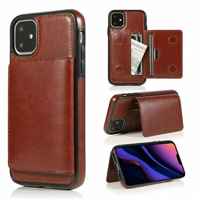 Funda tipo billetera de cuero abatible para tarjetas para iPhone 17 Pro Max 16 15 14 13 12 11 XR Foto 1 de 4