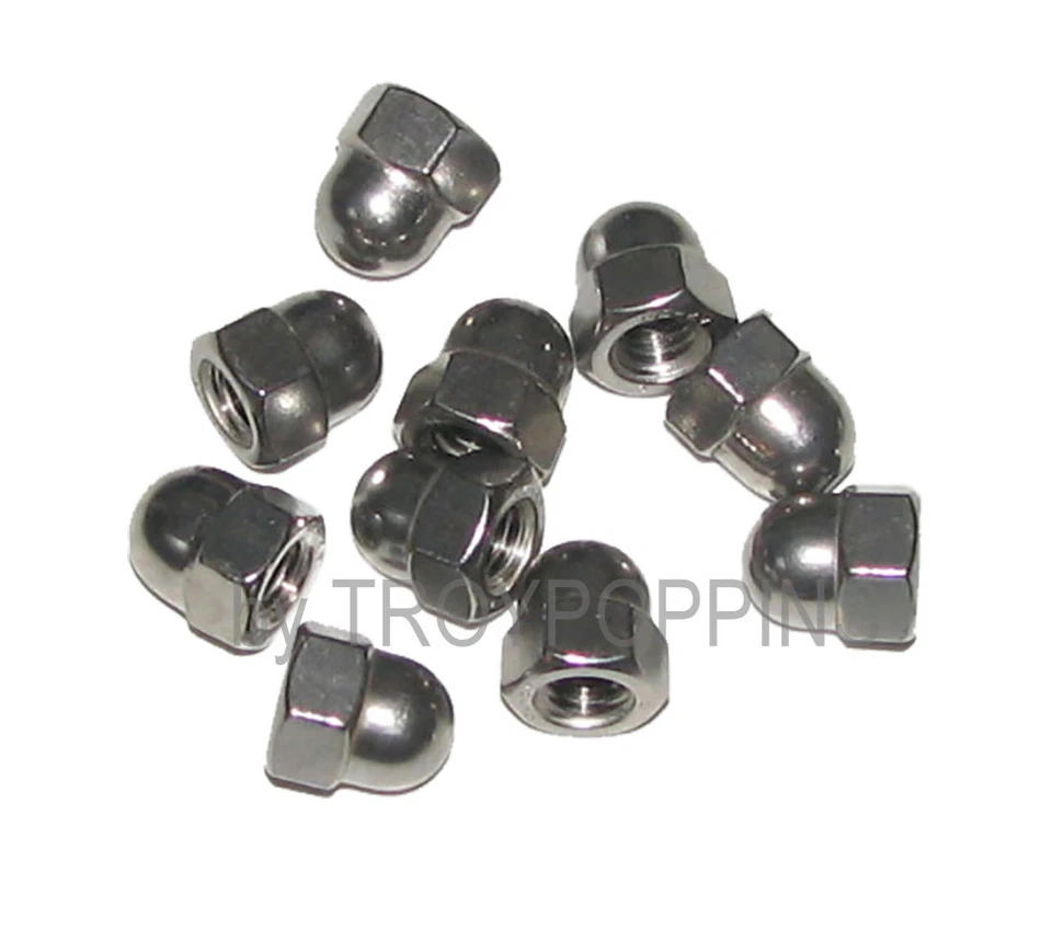 10-SS M6-1.0 HEX CAP ACORN NUTS STAINLESS STEEL TYPE A2 METRIC 6MM HARDWARE
