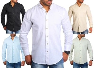 Carisma Herren Leinen Baumwoll Mix Casual Sommer Hemd langarm regular fit 8529 - Bild 1 von 7