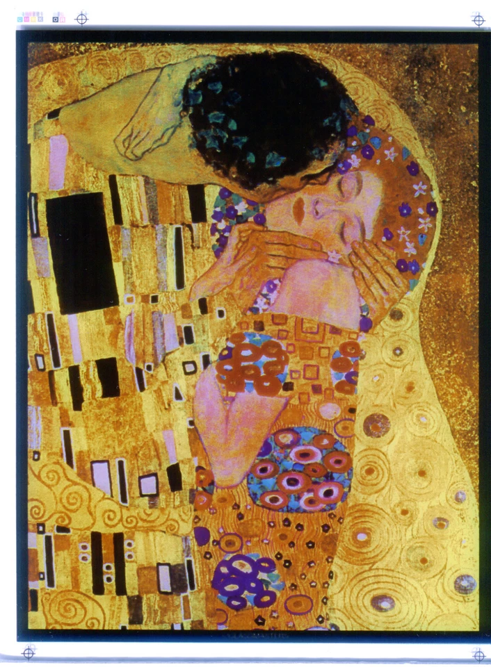 Glassmasters Klimt "THE KISS" Romantic Stained Glass Panel Suncatcher, New