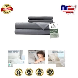 100% Viskose Bambus Bettwäsche - California King Set mit Kissenbezügen & tiefen Taschen - Bild 1 von 11
