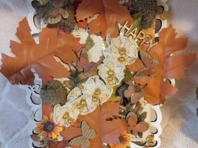 wall decor and matching handmade can, autumn decorated - Image 1 of 4