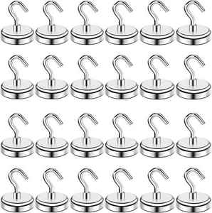 24Pack Heavy Duty Magnetic Hooks, 8kg Metal Magnet with Hooks, Magnetic Hooks - Picture 1 of 5