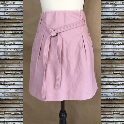 FREE PEOPLE Paperback Faux Leather Mini Skirt Pink Belted SWOON Women’s Size 10 - Image 1 of 4