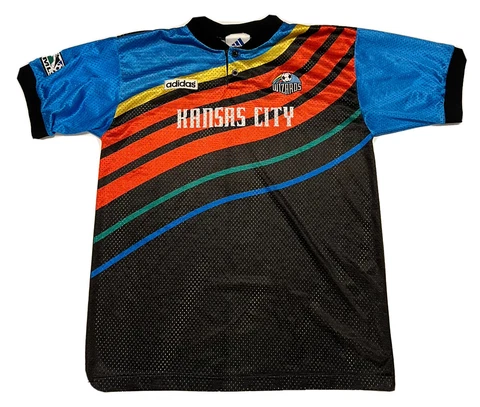 Vintage 90s Kansas City Wizards Rainbow Jersey Adult MLS 1997 Home Soccer Medium Cover