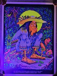Póster Rick Griffin San Mezcalito Vintage Años 70 Blacklight Psychedelic Headshop - Imagen 1 de 6