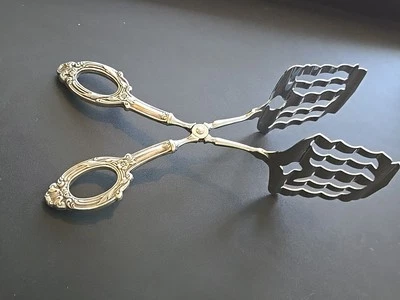 Floral Art Nouveau Sterling Silver Handle Asparagus Servings Tongs - Image 1 of 4