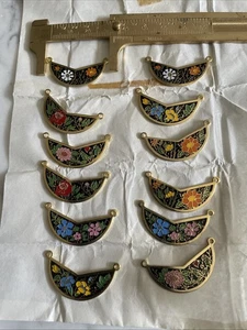 12 VTG Gold Plated Cloisonné Enamel Pendants  - Picture 1 of 6