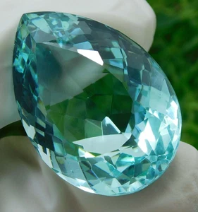 105.50 Ct. Large Ocean Blue Aquamarine Pear Cut Loose Gemstone Gift @Best Price - Picture 1 of 6