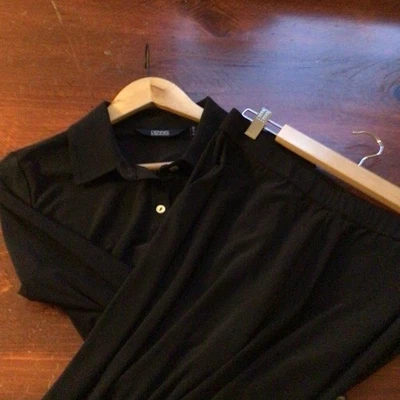 Pantalón DENNIS by Dennis Basso 2 Piezas Talla Pequeña Negro Tejido Elástico Usado en Excelente Condición Foto 1 de 4