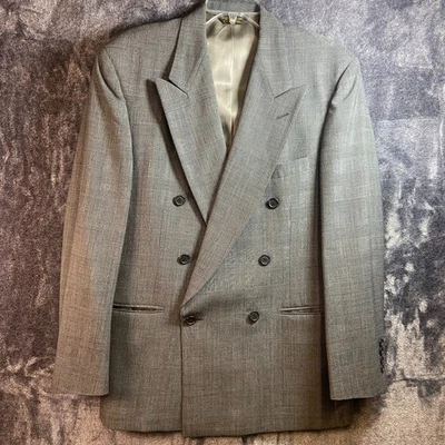 Blazer Abrigo Hombre 44R Chaqueta Nino Cerruti Glen Cuadros Gris Doble Pecho Foto 1 de 4