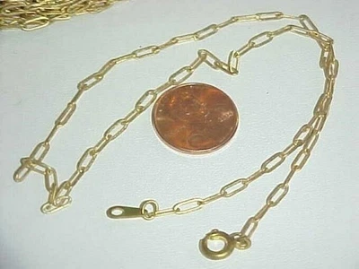12 VINTAGE SOLID BRASS PAPER CLIP THIN OVAL CABLE 18" CHAIN NECKLACES L930 - Image 1 of 2