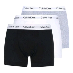 Calvin Klein Men's Boxer Trunks 3-Pack Brief Underwear Stretch Black Gray White - Picture 1 of 16