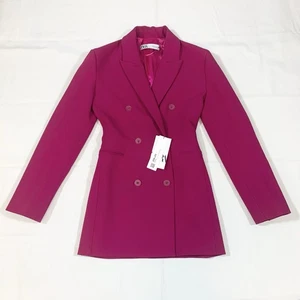 Neu mit Etikett Zara Damen XS Blazer Zweireiher Karriere Profi Designer Fuchsia - Bild 1 von 11
