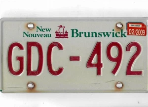 NEW BRUNSWICK passenger 2009 license plate "GDC-492" - Picture 1 of 1