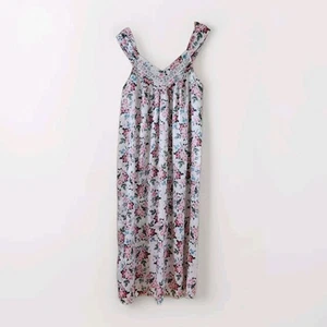 Barbizon Maxi Nightgown Women L/XL Multicolor Floral Satin LS V Neck Lace Trim - Picture 1 of 13