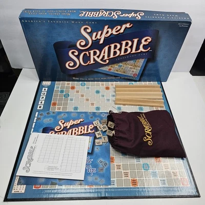 SUPER SCRABBLE 2004 Hasbro Tile Board Game 100% Complete  - Image 1 of 4