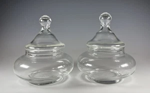 Apothecary Jar With Lid Clear Glass 5 1/2” Tall Set Of 2 - Picture 1 of 1
